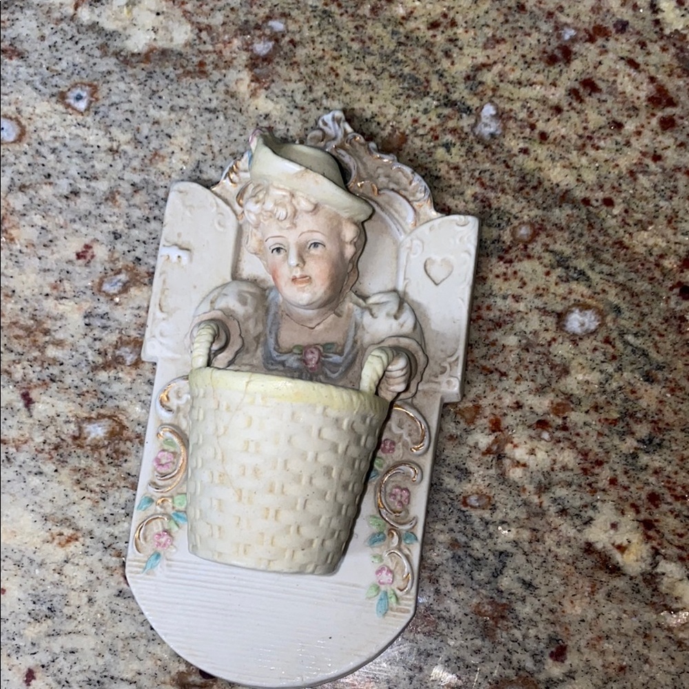Vintage Wall Hanging with Child and Basket